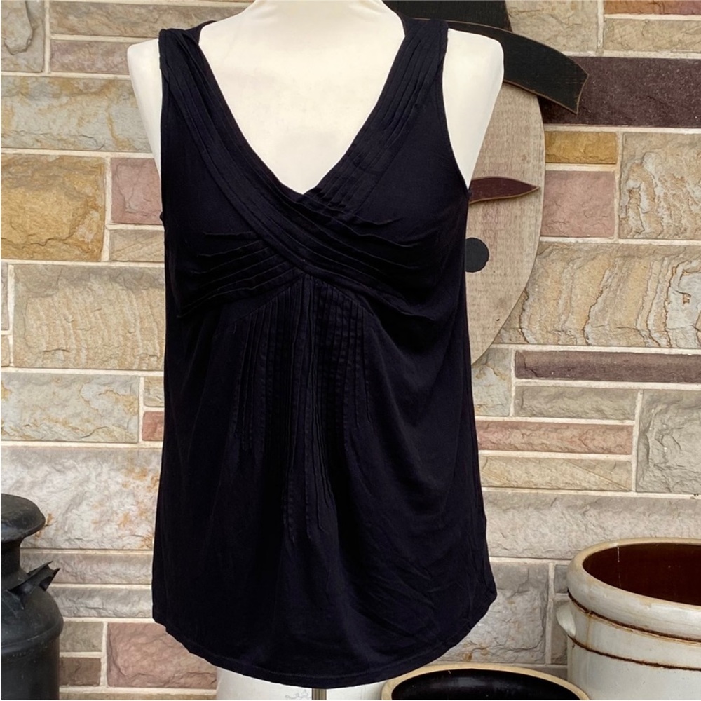 Elle Black Pintucked Tank Top‎